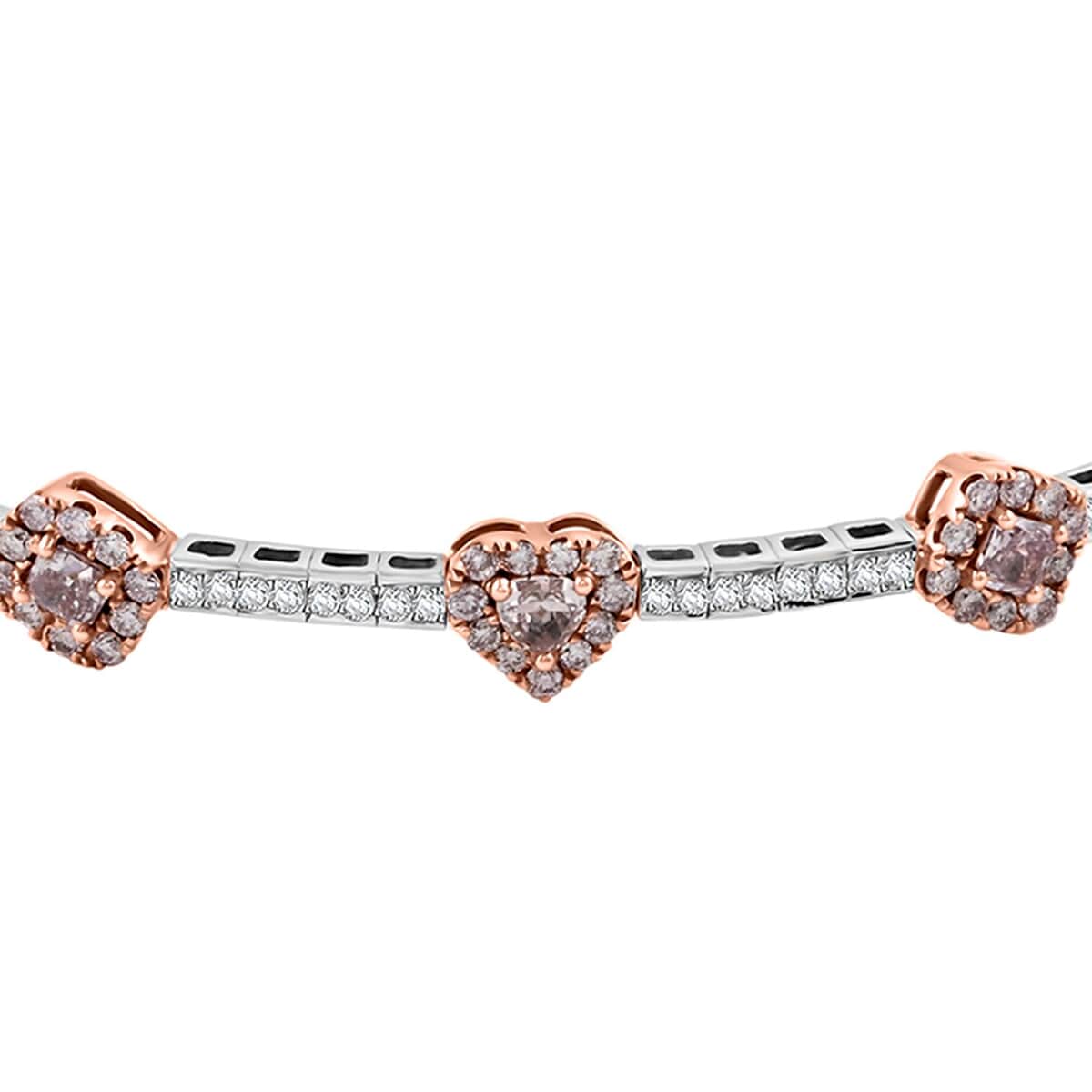 Modani Natural Pink and White Diamond 1.07 ctw Bangle Bracelet in 14K White and Rose Gold (7.00 In) 7.29 Grams Including Titanium Spring weight 1 Grams image number 2