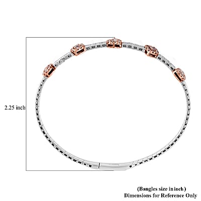 Modani Natural Pink and White Diamond 1.07 ctw Bangle Bracelet in 14K White and Rose Gold (7.00 In) 7.29 Grams Including Titanium Spring weight 1 Grams