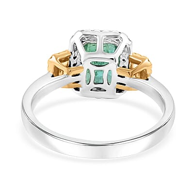 Modani Emerald Natural Yellow and White Diamond 2.29 ctw Ring in 950 Platinum and 18K White, Yellow Gold (Size 10.0) 7.70 Grams