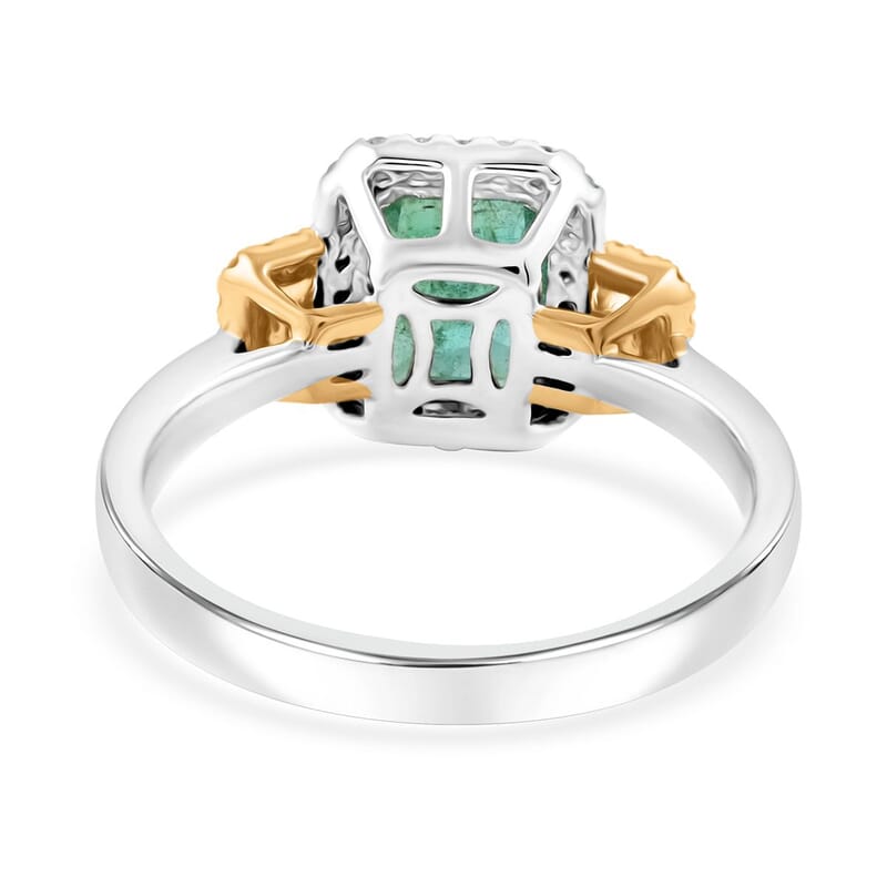Modani Emerald Natural Yellow and White Diamond 2.29 ctw Ring in 950 Platinum and 18K White, Yellow Gold (Size 10.0) 7.70 Grams