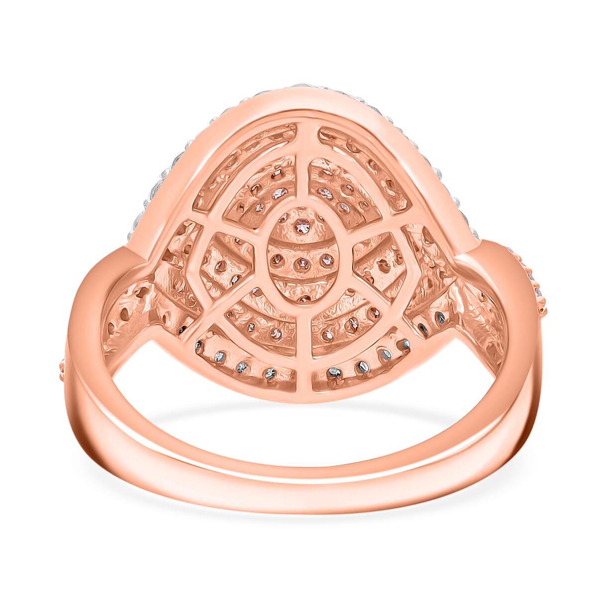 Natural Pink and White Diamond 1.00 ctw Ring in Vermeil Rose Gold Over Sterling Silver (Size 10.0)