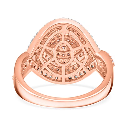 Natural Pink and White Diamond 1.00 ctw Ring in Vermeil Rose Gold Over Sterling Silver (Size 10.0)