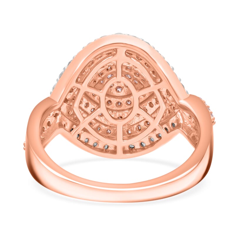 Natural Pink and White Diamond 1.00 ctw Ring in Vermeil Rose Gold Over Sterling Silver (Size 10.0)