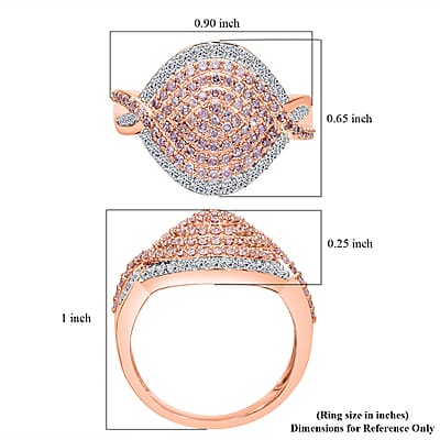 Natural Pink and White Diamond 1.00 ctw Ring in Vermeil Rose Gold Over Sterling Silver (Size 10.0)