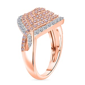 Natural Pink and White Diamond 1.00 ctw Ring in Vermeil Rose Gold Over Sterling Silver (Size 6.0)