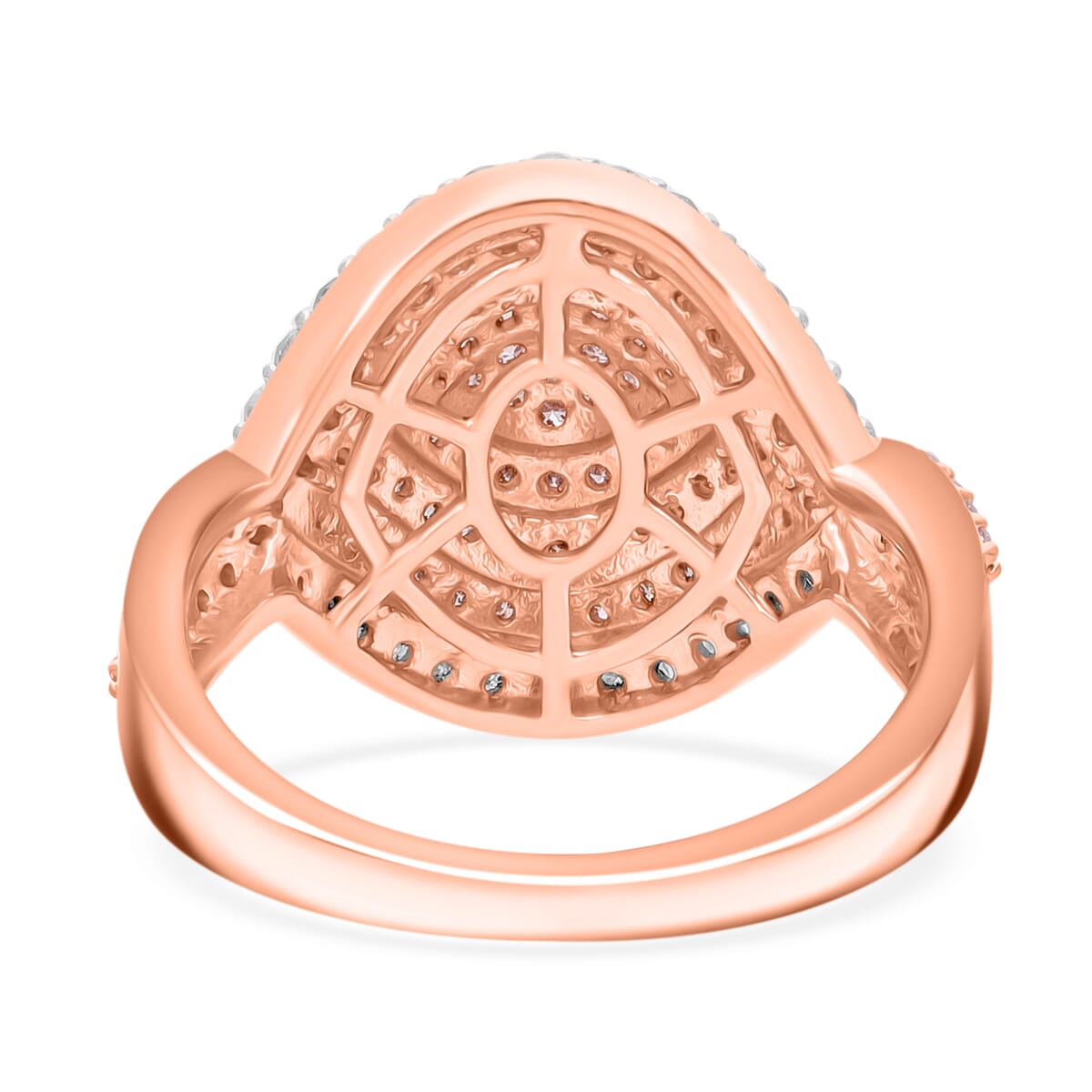 Natural Pink and White Diamond 1.00 ctw Ring in Vermeil Rose Gold Over Sterling Silver (Size 6.0) image number 3