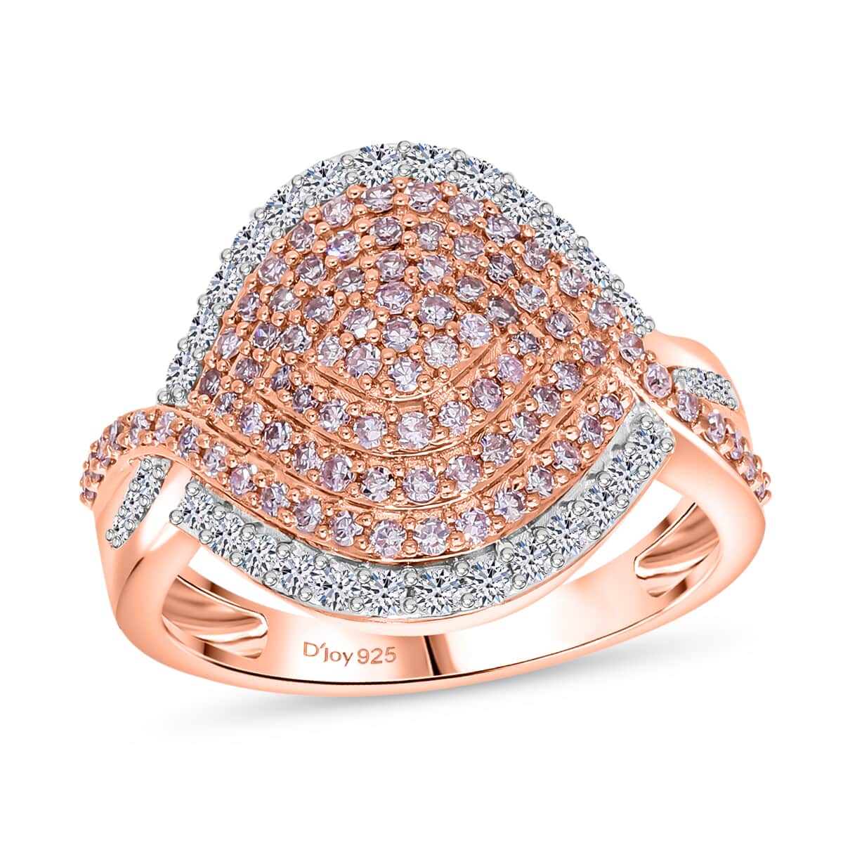 Natural Pink and White Diamond 1.00 ctw Ring in Vermeil Rose Gold Over Sterling Silver (Size 8.0) image number 0