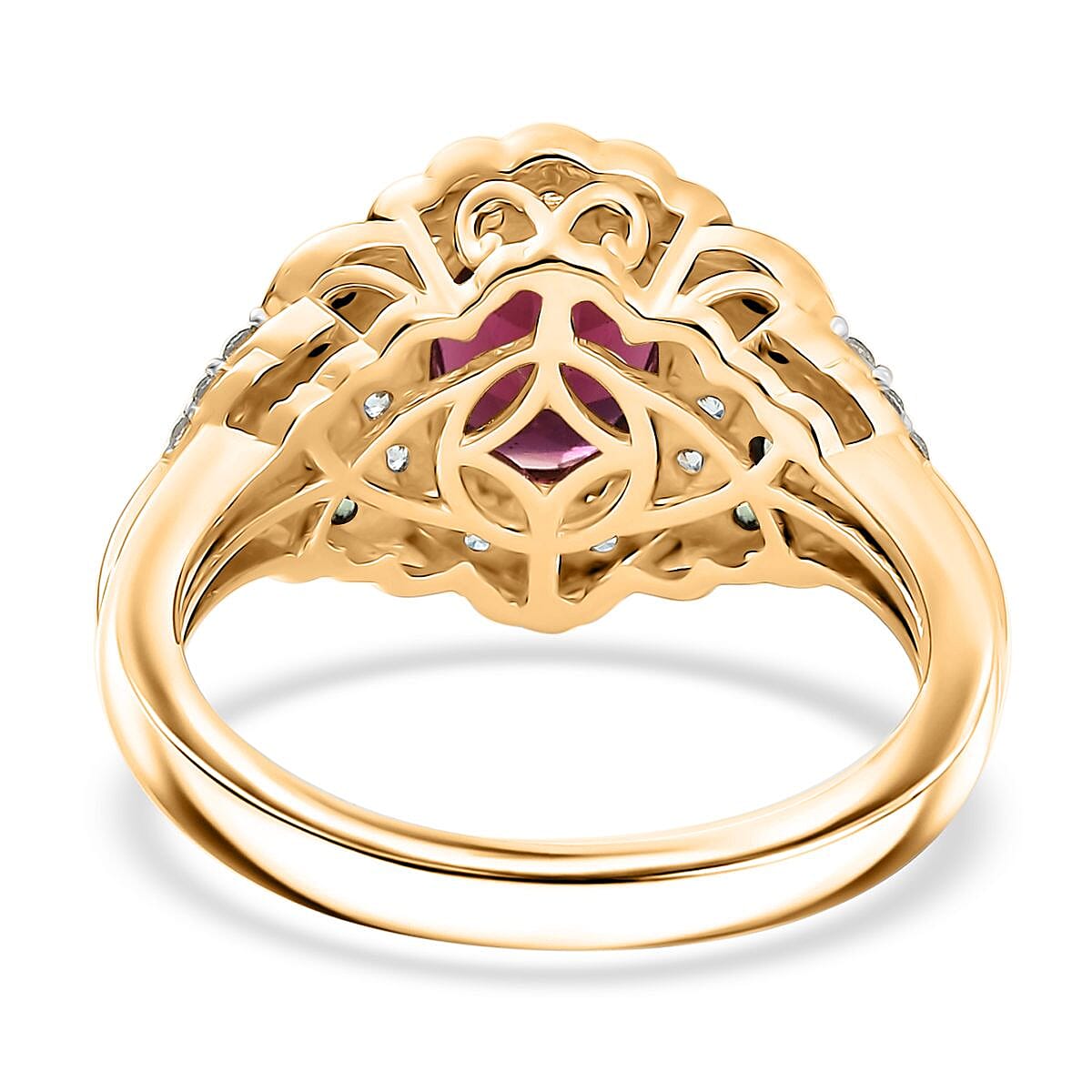 D'Joy Orissa Rhodolite Garnet and Multi Gemstone 2.15 ctw Ring in 18K Vermeil Yellow Gold Over Sterling Silver (Size 10.0)