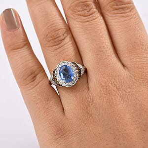 D'Joy Kashmir Kyanite and Multi Gemstone 3.00 ctw Regal Bloom Ring in Rhodium Over Sterling Silver (Size 6.0)