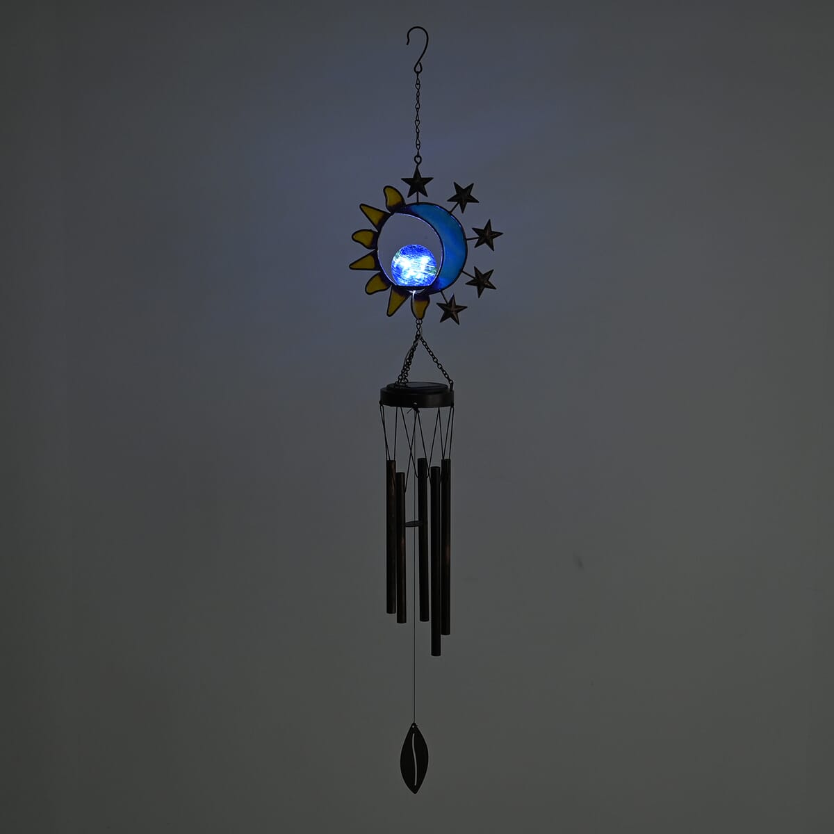Sun, Moon and Star LED Solar Light Epoxy Wind Chime image number 1