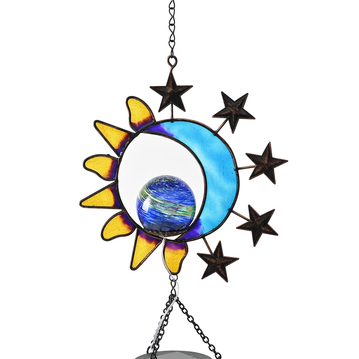 Sun, Moon and Star LED Solar Light Epoxy Wind Chime image number 3