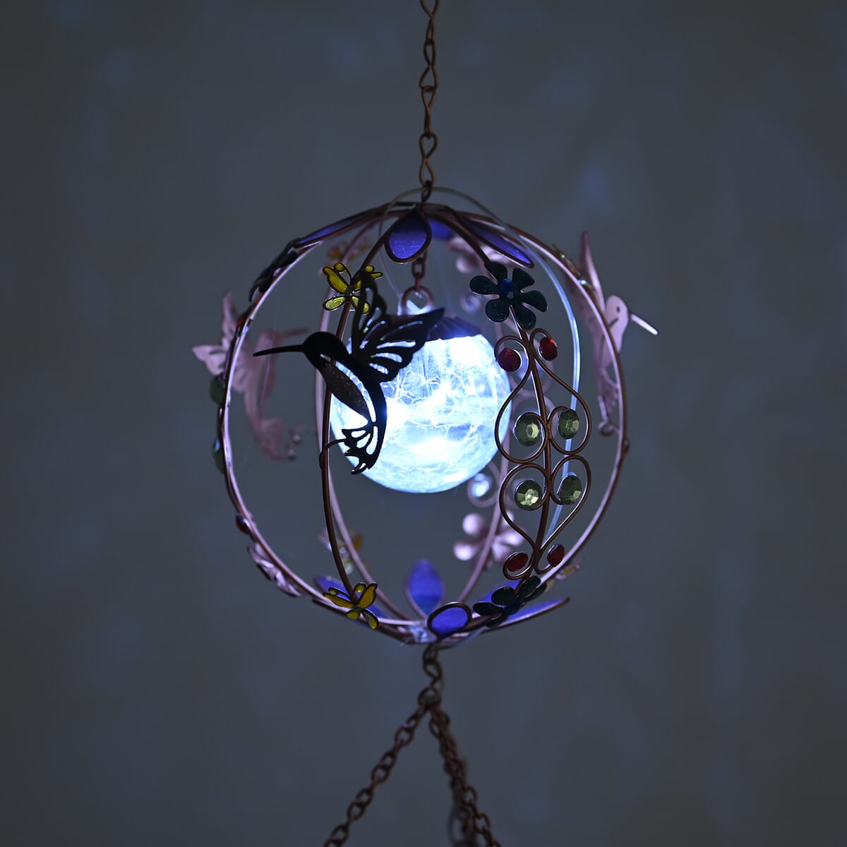 Spherical Hummingbird LED Solar Light Epoxy Wind Chime image number 2
