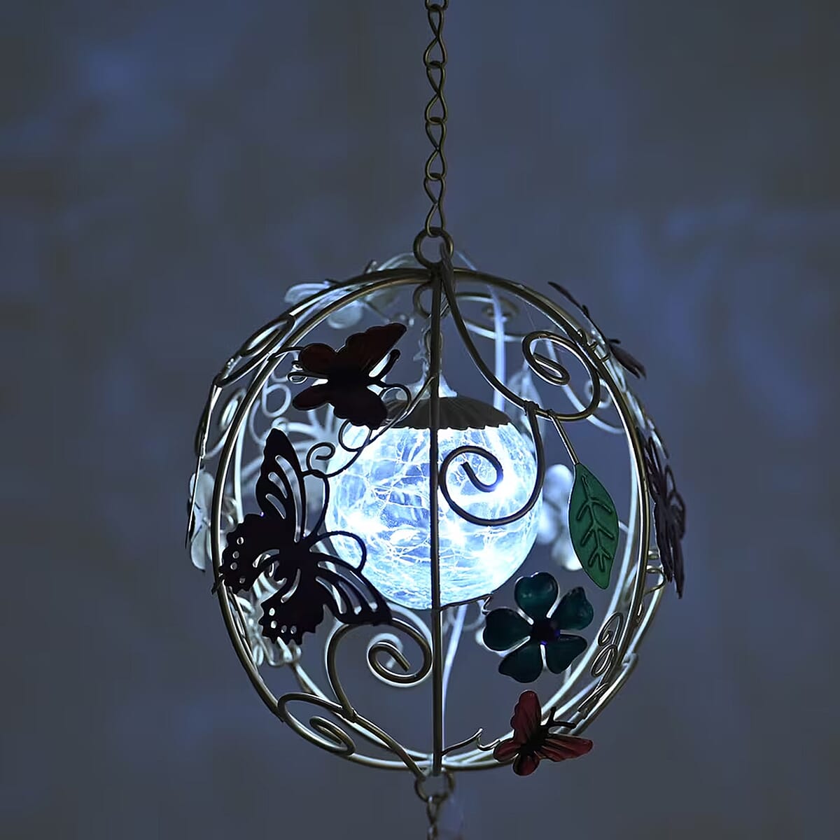 Spherical Butterfly LED Solar Light Epoxy Wind Chime image number 1