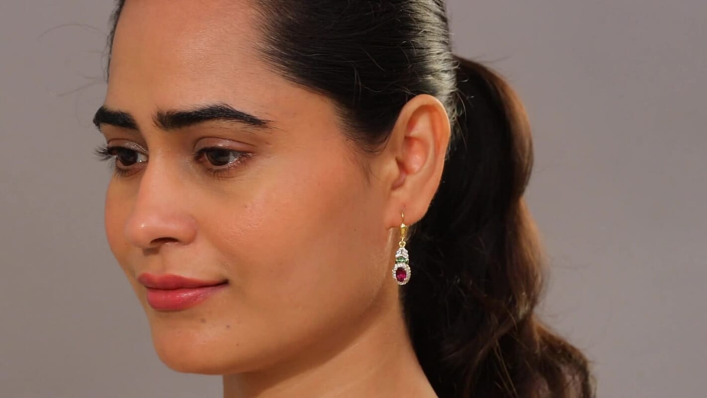 D'Joy Orissa Rhodolite Garnet, Multi Gemstone Lever Back Earrings in 18K Vermeil YG Over Sterling Silver 2.60 ctw