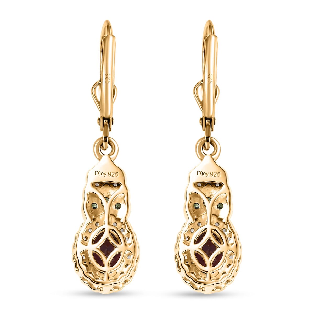 D'Joy Orissa Rhodolite Garnet, Multi Gemstone Lever Back Earrings in 18K Vermeil YG Over Sterling Silver 2.60 ctw image number 5