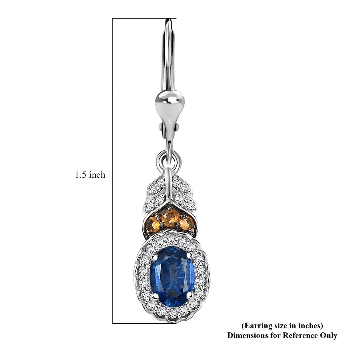 D'Joy Kashmir Kyanite and Multi Gemstone 2.55 ctw Regal Bloom Earrings in Rhodium Over Sterling Silver image number 6