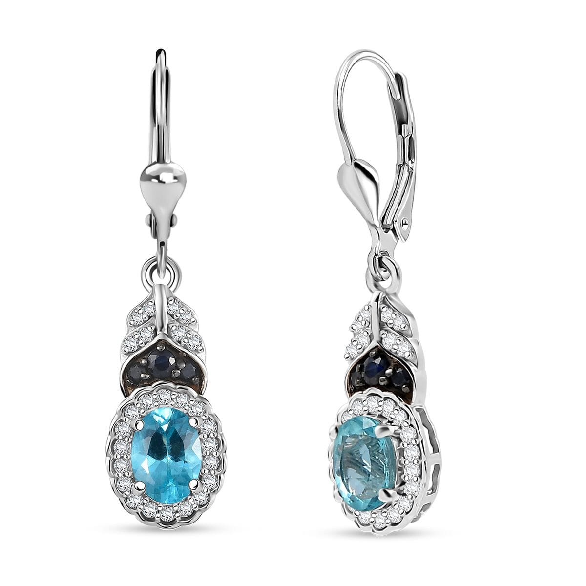 D'Joy Betroka Blue Apatite and Multi Gemstone 2.25 ctw Lever Back Earrings in Rhodium Over Sterling Silver image number 0