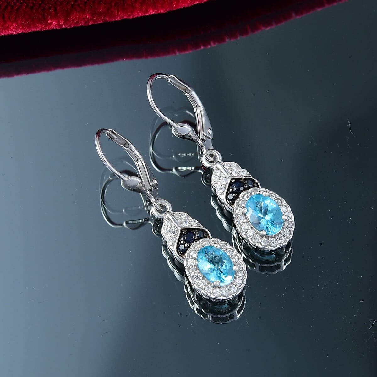 D'Joy Betroka Blue Apatite and Multi Gemstone 2.25 ctw Lever Back Earrings in Rhodium Over Sterling Silver image number 1
