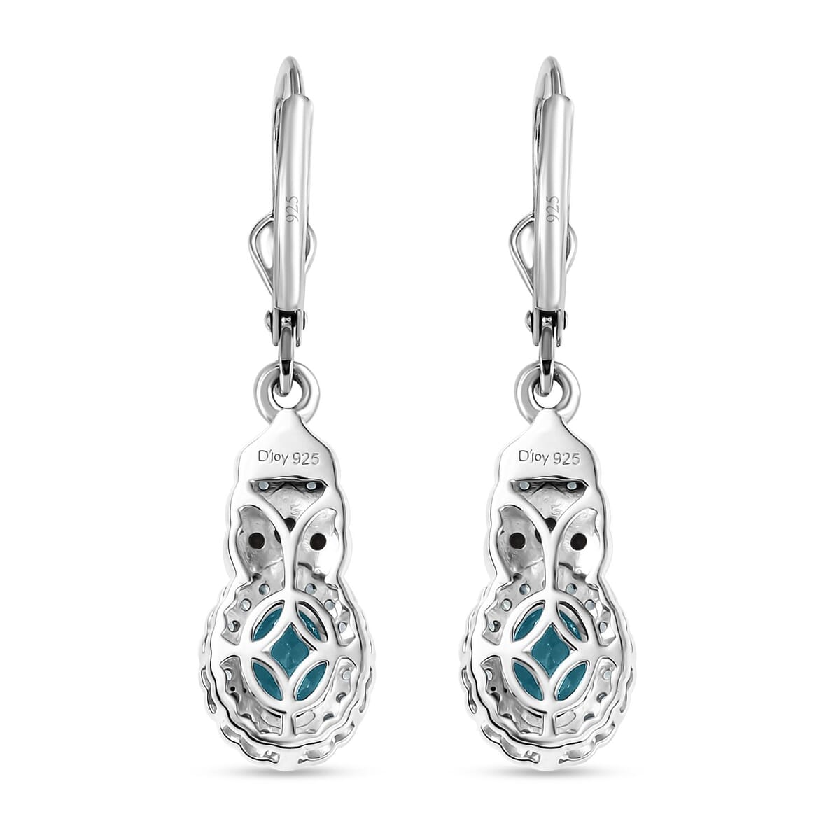 D'Joy Betroka Blue Apatite and Multi Gemstone 2.25 ctw Lever Back Earrings in Rhodium Over Sterling Silver image number 4
