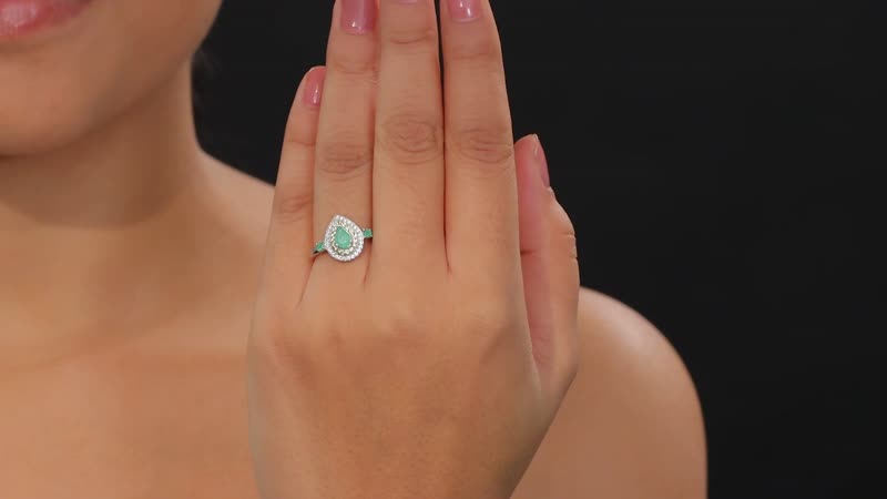 Kagem Zambian Emerald, Multi Gemstone Ring in Rhodium Over Sterling Silver (Size 7.0) 1.10 ctw
