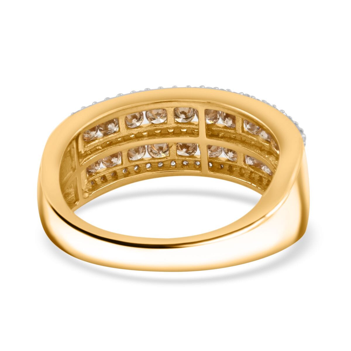 Natural Champagne and White Diamond 1.00 ctw Ring in 14K Yellow Gold Over Sterling Silver (Size 11.0) image number 4
