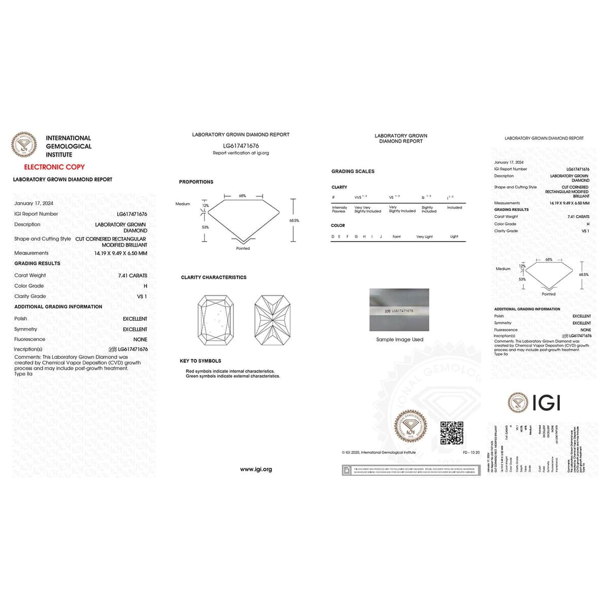 IGI Certified Luxuriant Lab Grown Diamond (Radiant) (H, VS2) 7.00 ctw image number 2