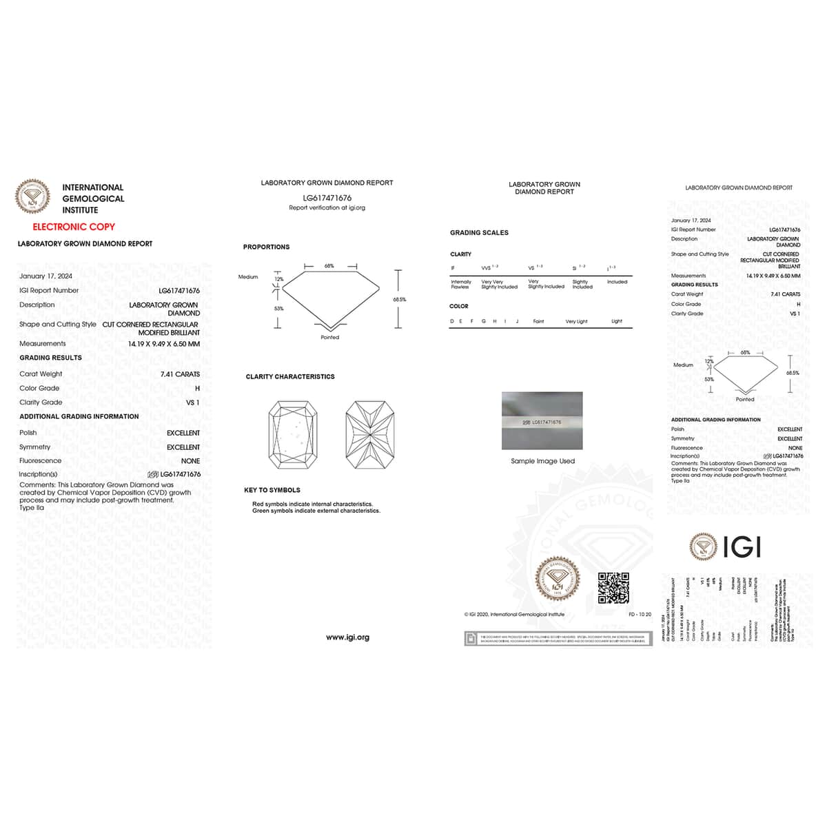 IGI Certified Luxuriant Lab Grown Diamond (Radiant) (H, VS2) 7.00 ctw image number 3