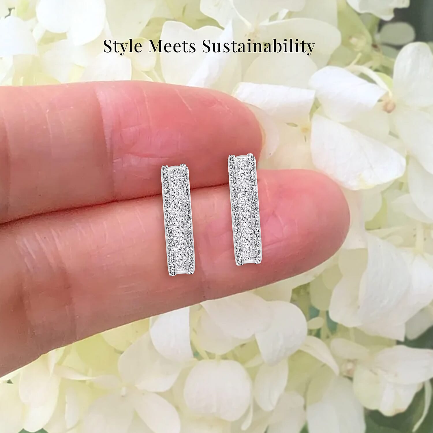 Luxuriant Lab Grown Diamond 1.00 ctw Earrings in 14K White Gold