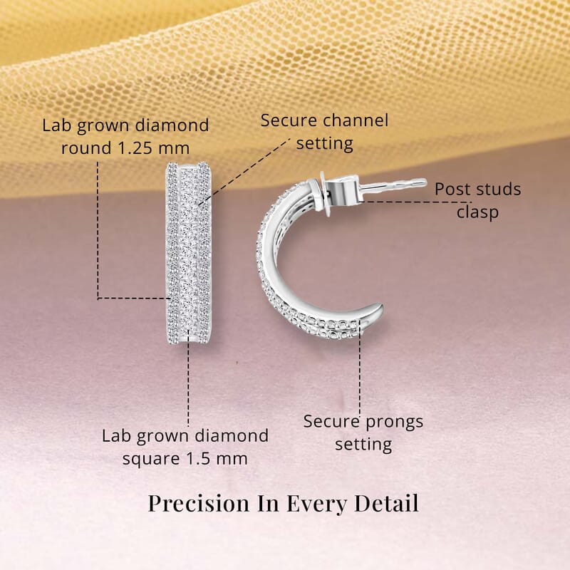 Luxuriant Lab Grown Diamond 1.00 ctw Earrings in 14K White Gold