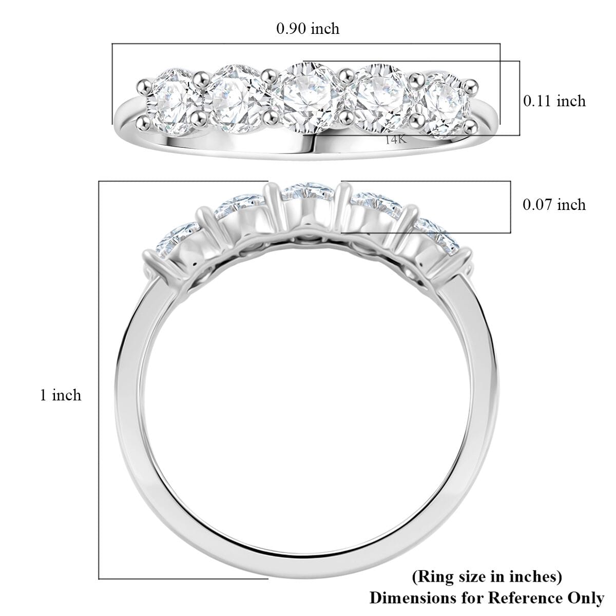 NY Closeout White Diamond 1.00 ctw Ring in 14K White Gold (Size 10.0) image number 4