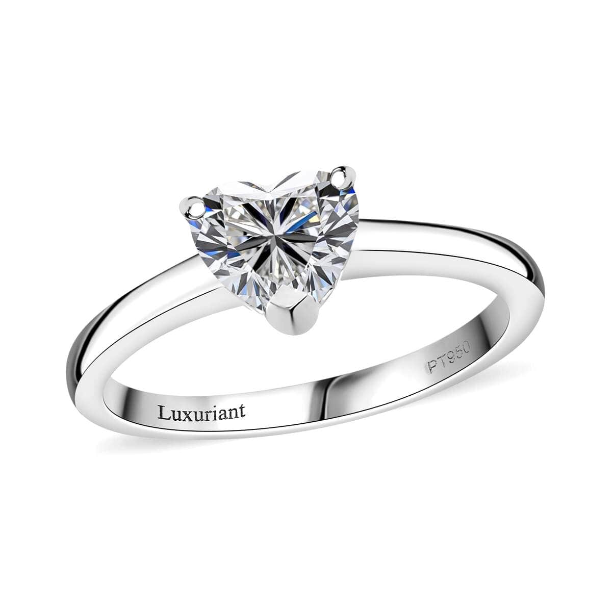 Luxuriant Lab Grown Diamond E-F VS 1.00 ctw Heart Shape Solitaire Ring in 950 Platinum (Del. in 10-12 Days) image number 0