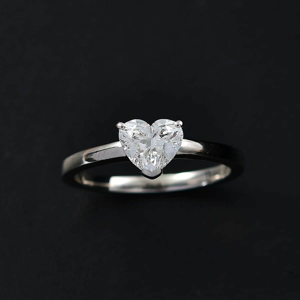 Luxuriant Lab Grown Diamond E-F VS 1.00 ctw Heart Shape Solitaire Ring in 950 Platinum (Del. in 10-12 Days) image number 1