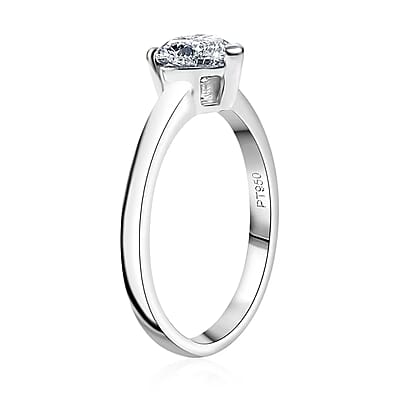 IGI Certified Luxuriant Lab Grown Diamond E-F VS 1.00 ctw Heart Shape Solitaire Ring in 950 Platinum (Size 10.0)