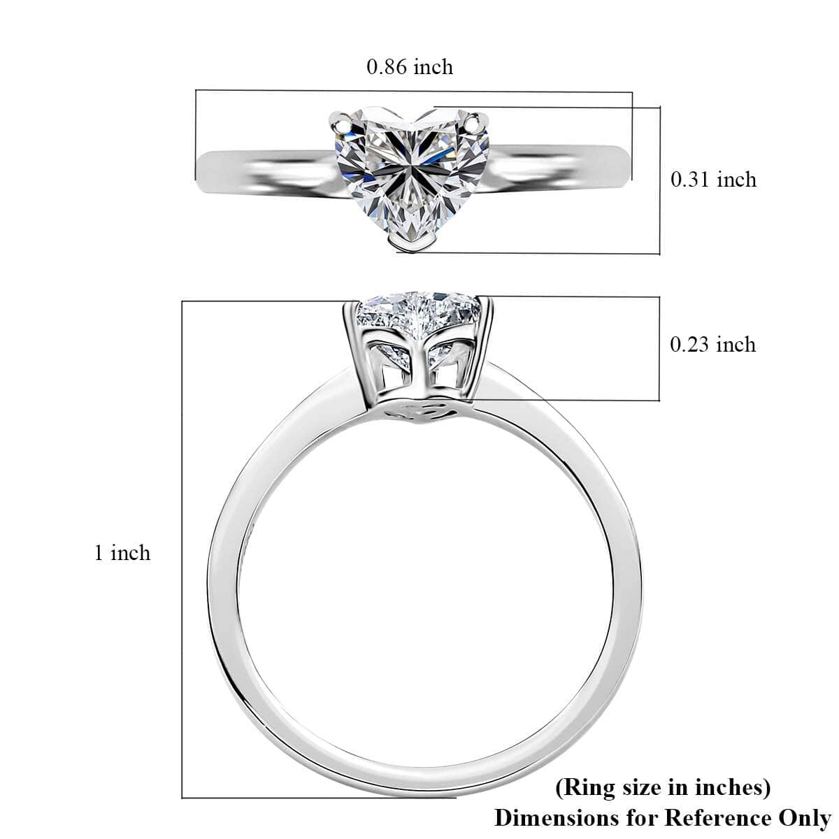 Luxuriant Lab Grown Diamond E-F VS 1.00 ctw Heart Shape Solitaire Ring in 950 Platinum (Size 8.0) (Del. in 10-12 Days) image number 5