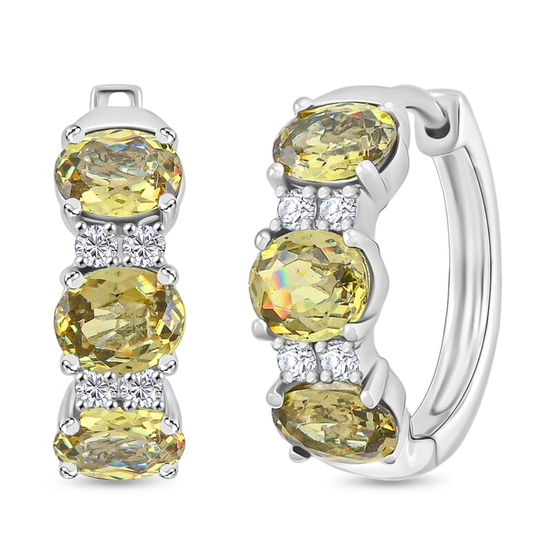  Modani Demantoid Garnet and Diamond 1.93 ctw Earrings in 950 Platinum 4.75 Grams