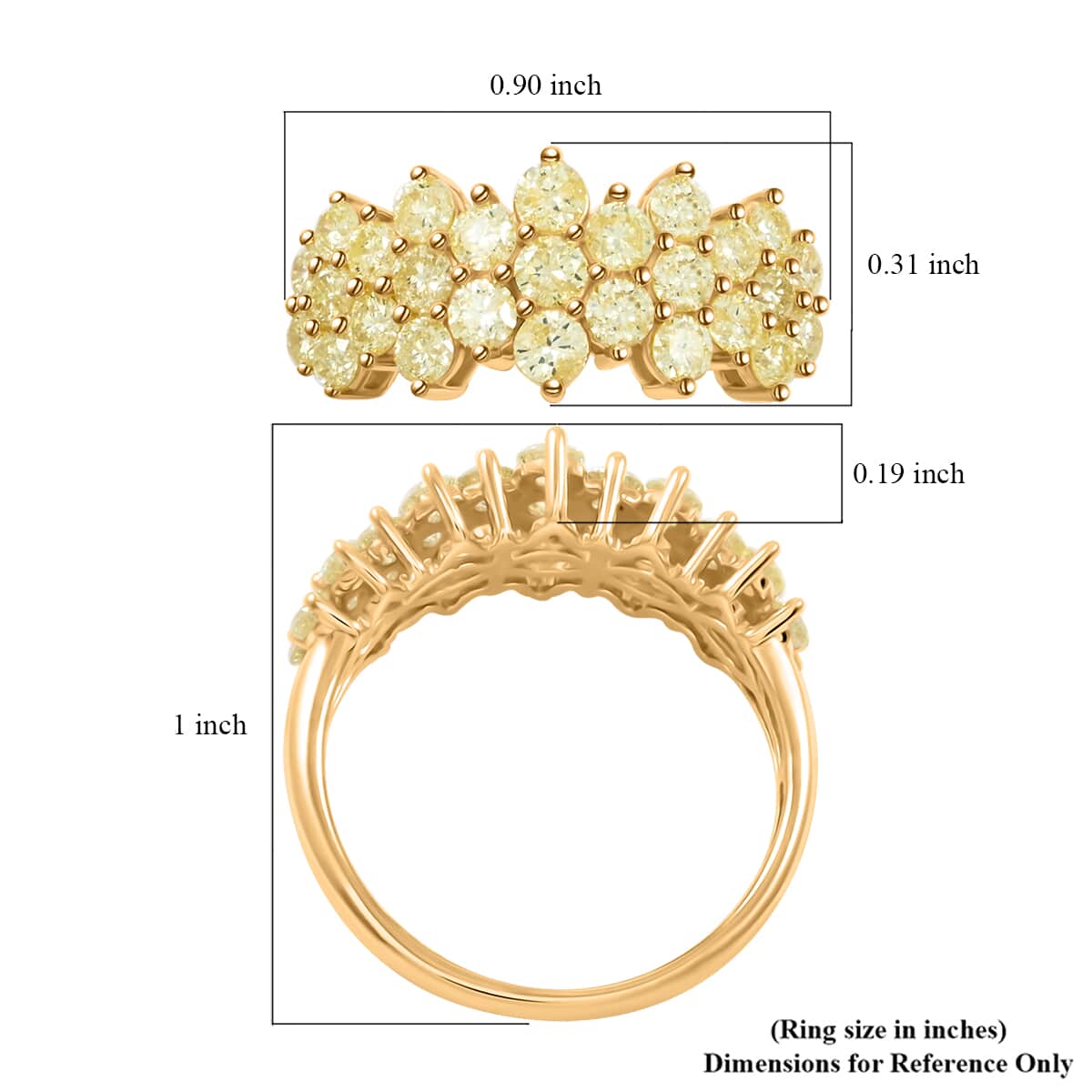 Doorbuster 10K Yellow Gold Natural Yellow Diamond Ring (Size 5.0) 1.50 ctw image number 5