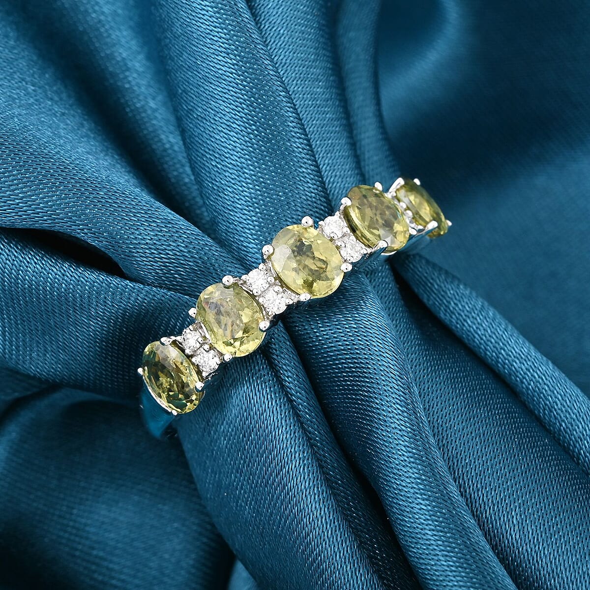 Modani Demantoid Garnet, Diamond Ring in 950 Platinum 1.69 ctw (Size 7.0) image number 1