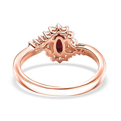 D'Joy Premium Anthill Garnet and White Zircon 0.90 ctw Orchid Flower Ring in 18K Vermeil Rose Gold Over Sterling Silver (Size 10.0) 