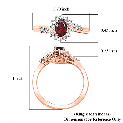 D'Joy Premium Anthill Garnet and White Zircon 0.90 ctw Orchid Flower Ring in 18K Vermeil Rose Gold Over Sterling Silver (Size 10.0) 