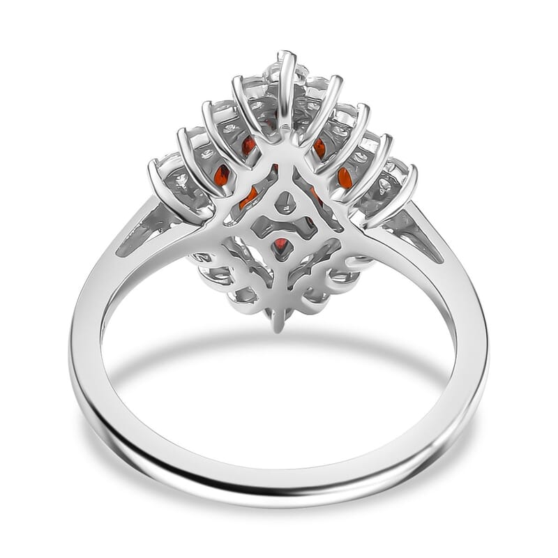 D'Joy Premium Anthill Garnet and White Zircon 1.90 ctw Crimson Majesty Ring in Rhodium Over Sterling Silver (Size 10.0)