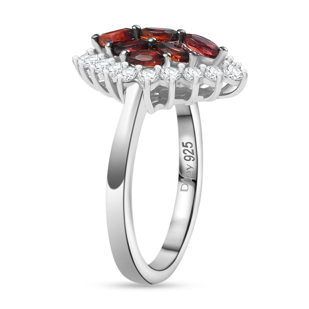 D'Joy Premium Anthill Garnet and White Zircon 1.90 ctw Crimson Majesty Ring in Rhodium Over Sterling Silver (Size 6.0) image number 3