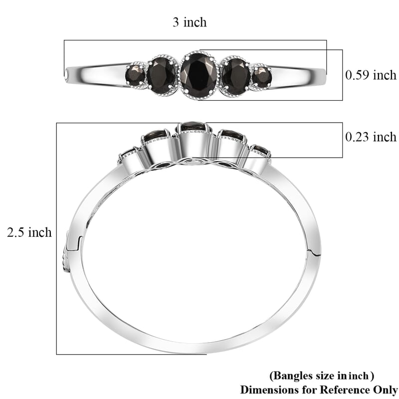 EverTrue Elite Shungite 7.15 ctw Bangle Bracelet in Platinum Over Copper (6.50 In)