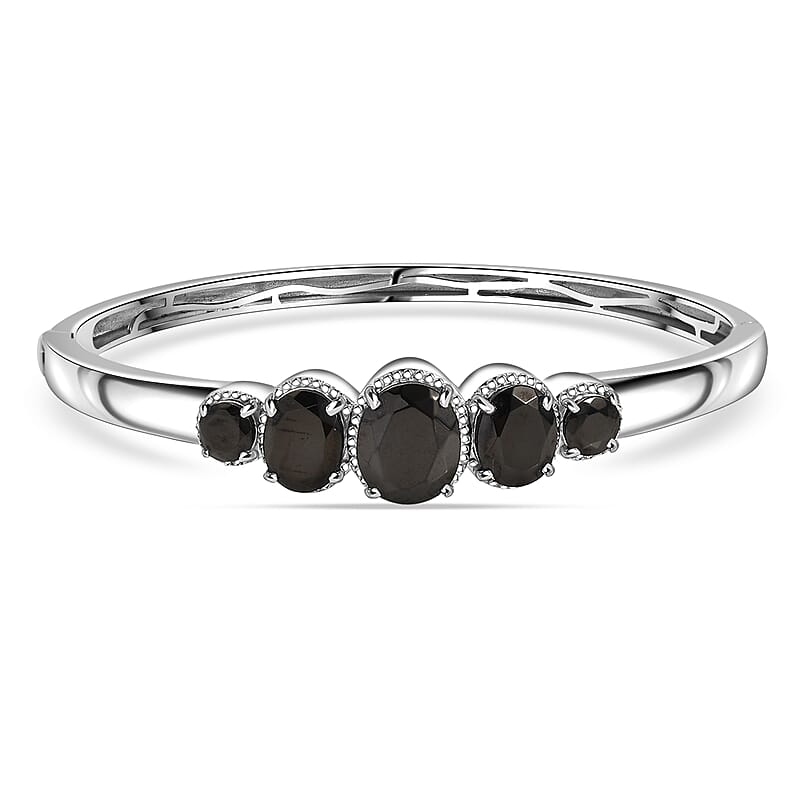 EverTrue Elite Shungite 7.15 ctw Bangle Bracelet in Platinum Over Copper (7.25 In)