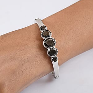 EverTrue Elite Shungite 7.15 ctw Bangle Bracelet in Platinum Over Copper (7.25 In)