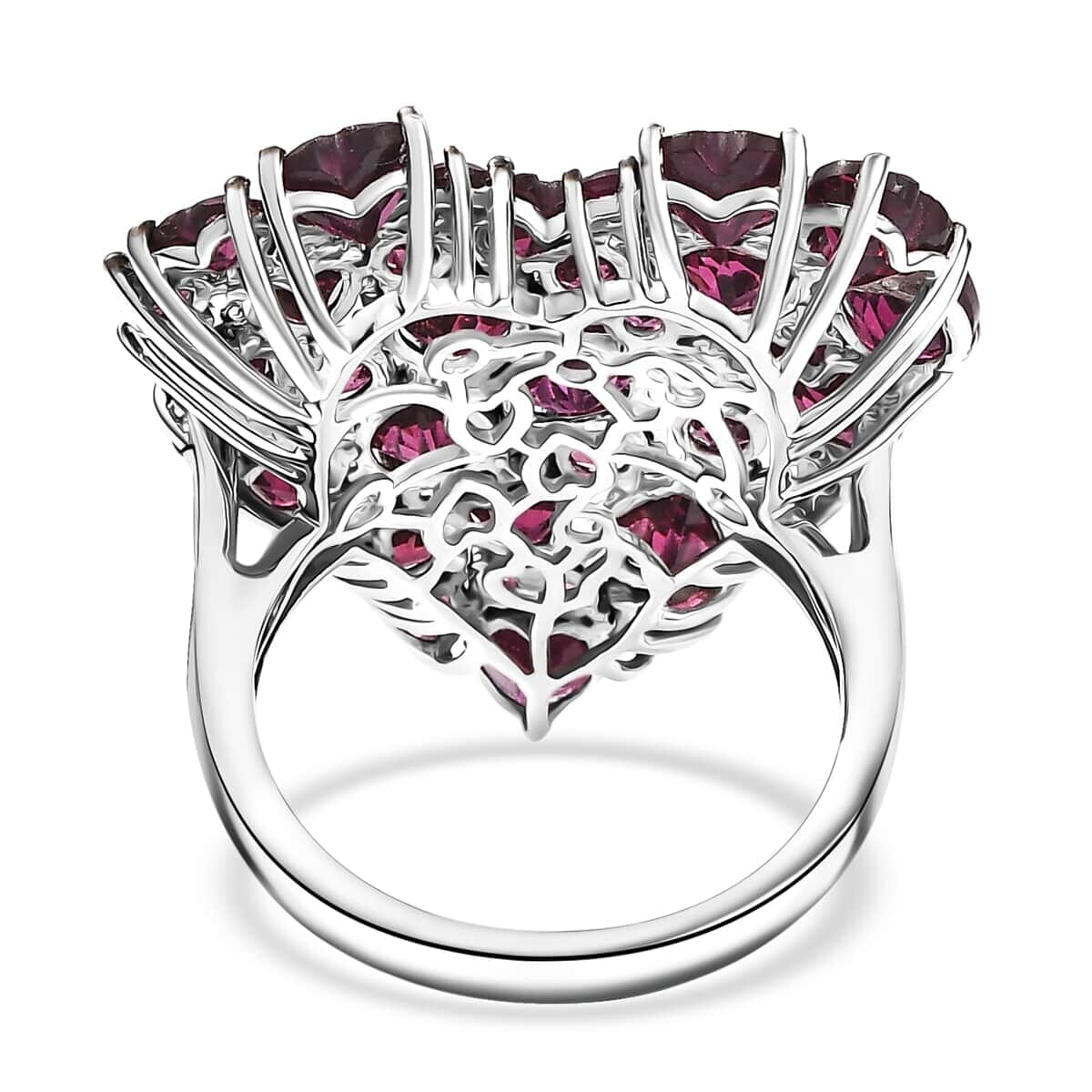 Premium Orissa Rhodolite Garnet 9.80 ctw Heart Ring in Rhodium Over Sterling Silver (Size 6.0) image number 4