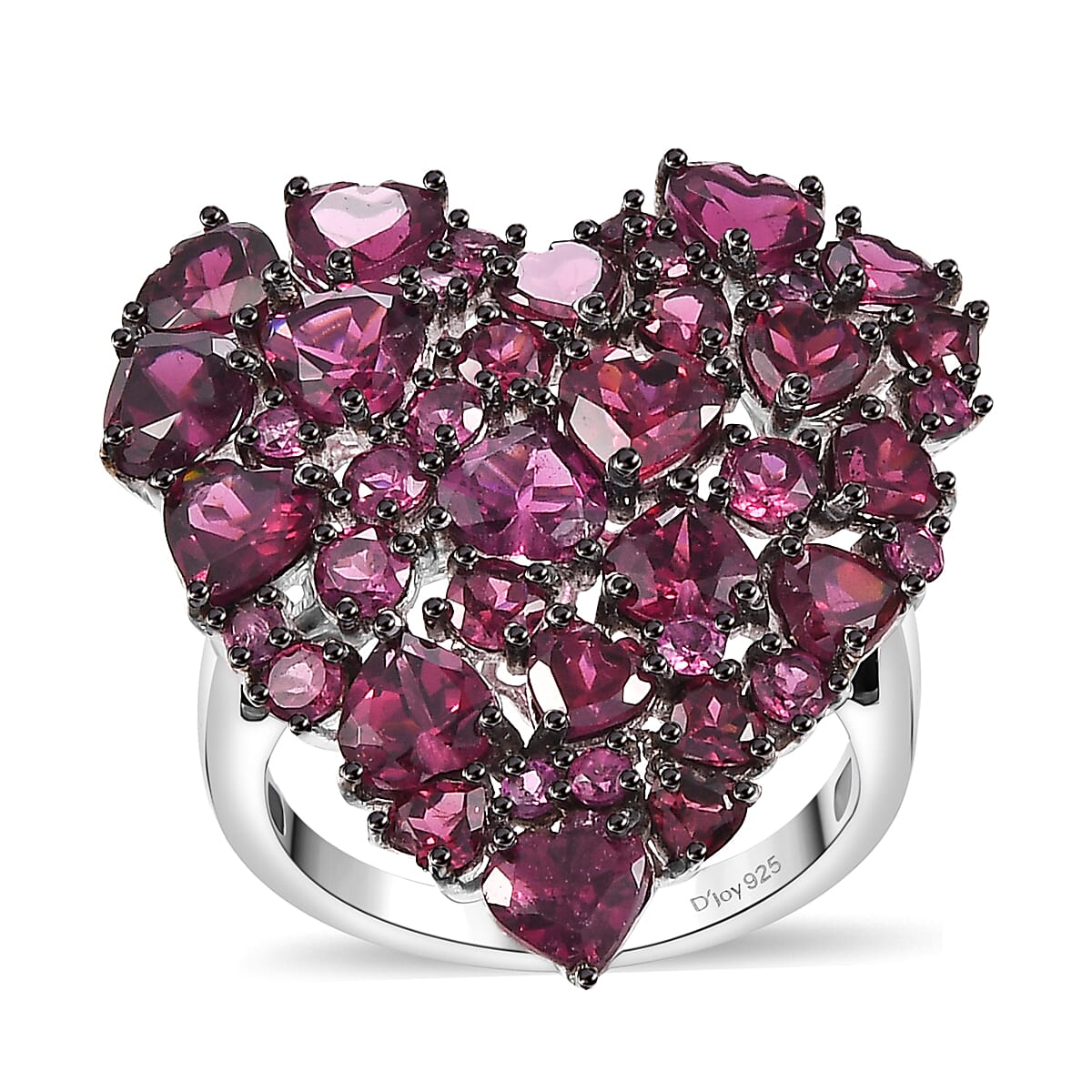 D'Joy Premium Orissa Rhodolite Garnet 9.80 ctw Heart Ring in Rhodium Over Sterling Silver (Size 7.0) image number 0