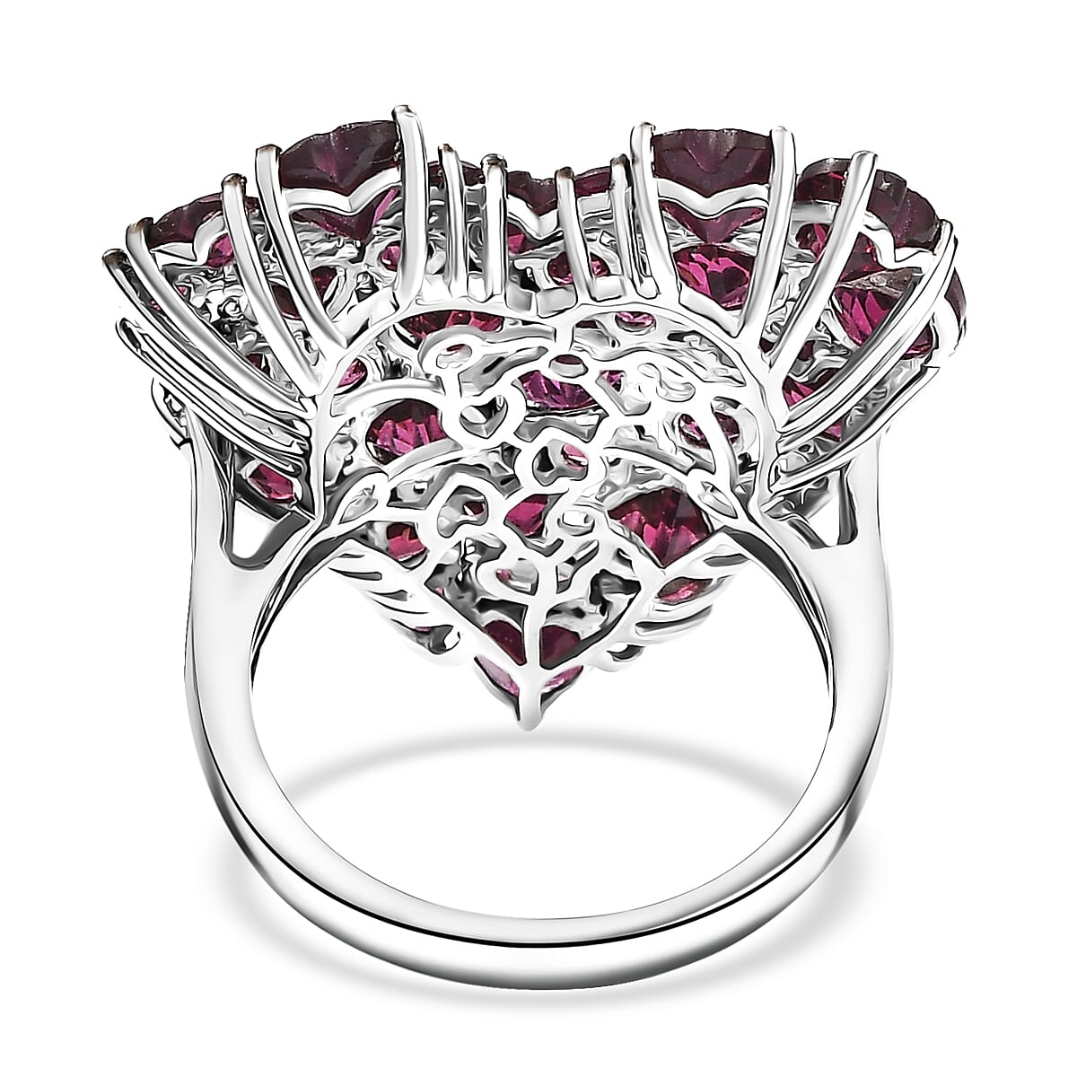 D'Joy Premium Orissa Rhodolite Garnet 9.80 ctw Heart Ring in Rhodium Over Sterling Silver (Size 7.0) image number 4