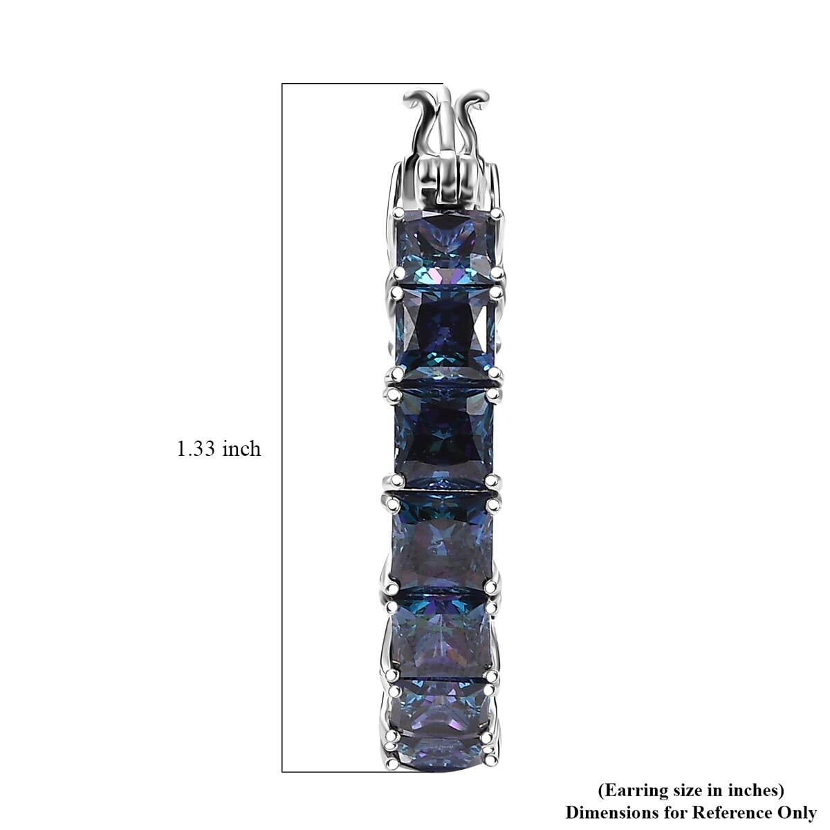 J Francis Embellished with Rainbow Blue Zirconia by Swarovski 36.25 ctw Hoop Earrings in Rhodium Over Sterling Silver image number 4