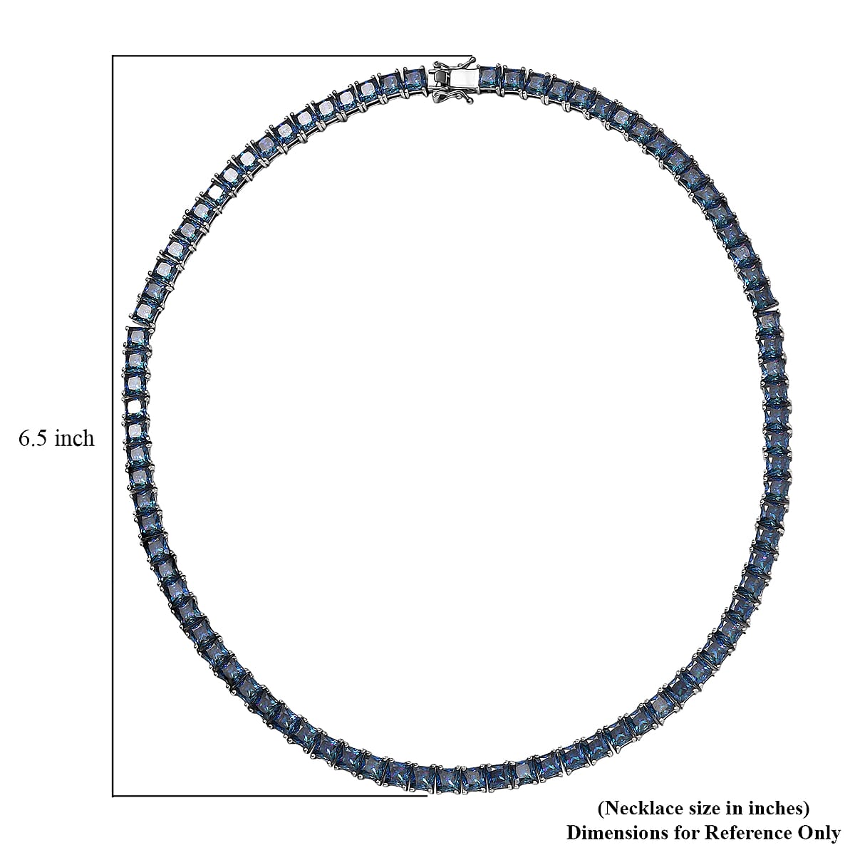 J Francis Embellished with Rainbow Blue Zirconia by Swarovski 101.00 ctw Iconic Tennis Necklace 18 Inches in Rhodium Over Sterling Silver image number 5