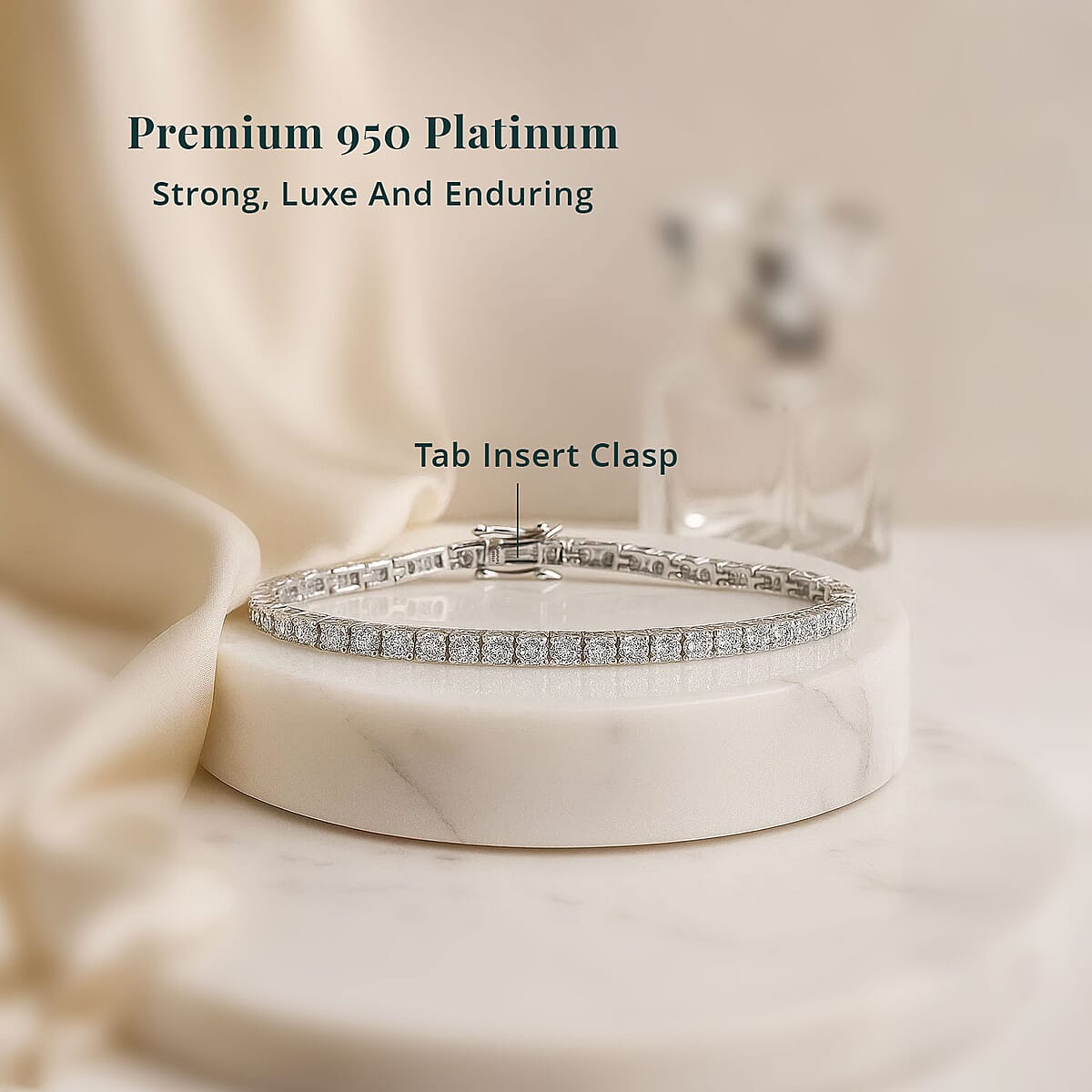 Luxuriant Lab Grown Diamond G-H VS 5.00 ctw Bracelet in 950 Platinum (7.25 In) image number 2